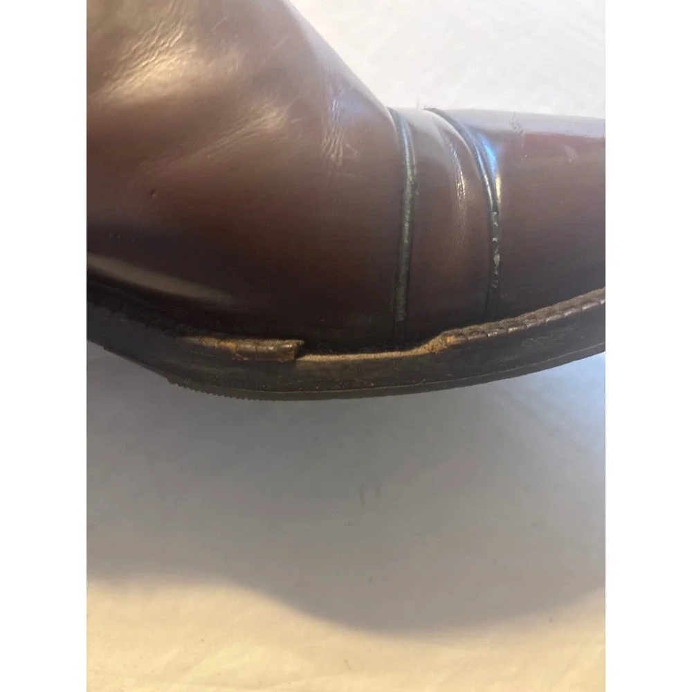 Kenneth Cole  Leather Cap Toe Ankle Boots Mens 12 Brown Side Zip Made in Italy